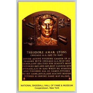 Postcard New York Cooperstown Theodore Amar Lyons c1970s Baseball Hall of Fame